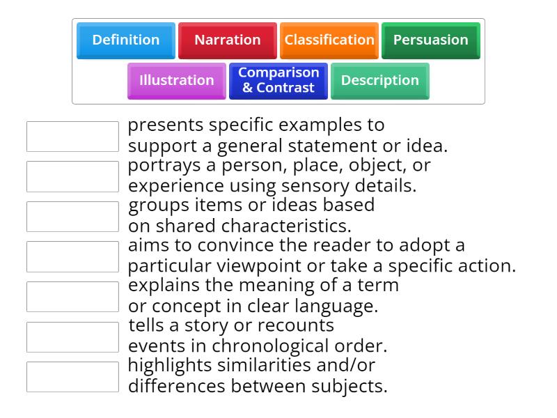 types-of-paragraphs-match-up