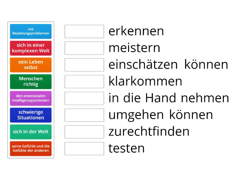 Was passt zusammen? Nomen und Verben - Match up