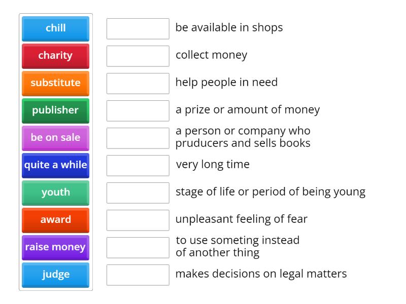 Gateway b1 Unit 9 reading vocabulary - Match up