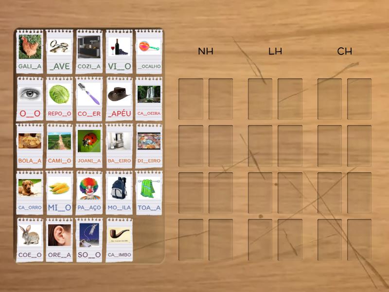Ortografia - NH / LH / CH - Group sort