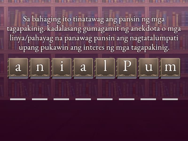 Q2 - MGA BAHAGI NG TALUMPATI - Anagrama