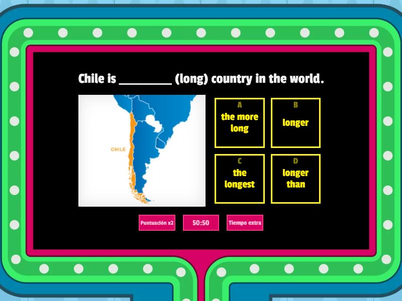 Comparatives and Superlatives Adjectives Chile Gameshow quiz