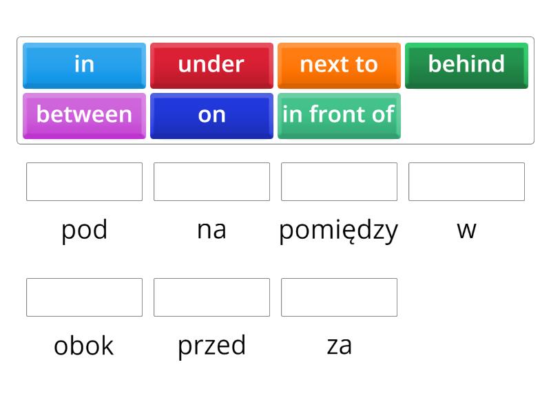 Prepositions of place UNIT 1 - Une las parejas