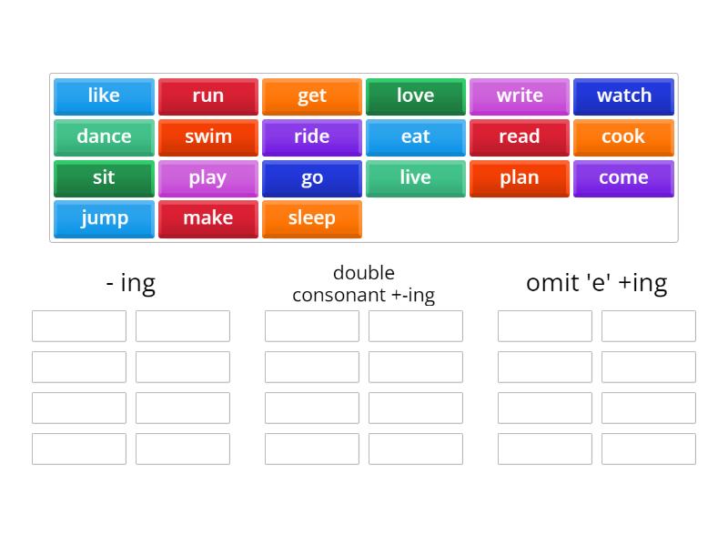 Present Continuous ( -ing ending) - Group sort