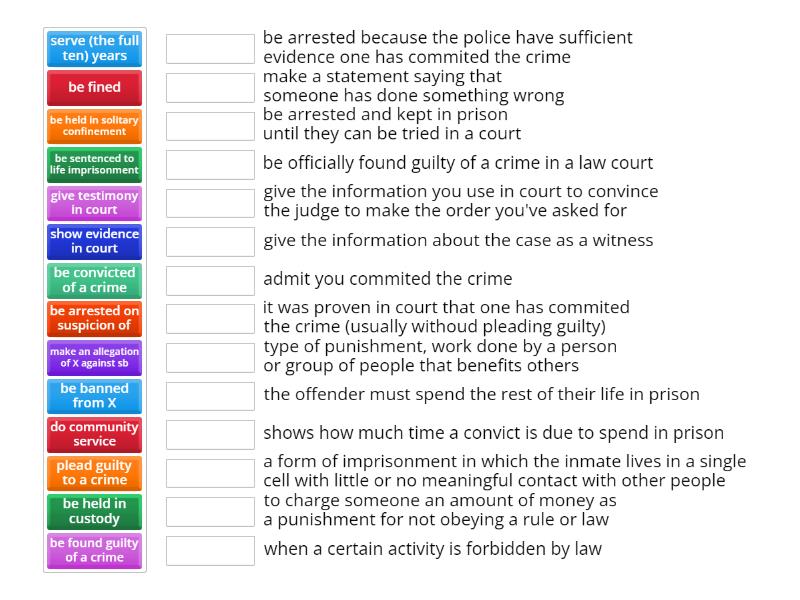 * Crime - collocations (Emp Adv 5A based) - Match up