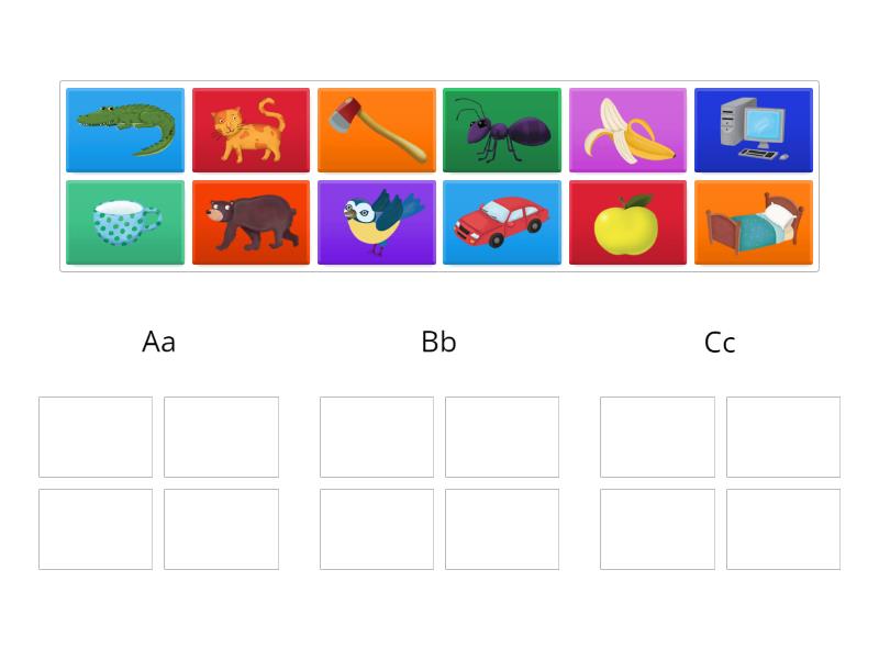 Oxford Phonics World - letters A,B,C (no sound) - Group sort