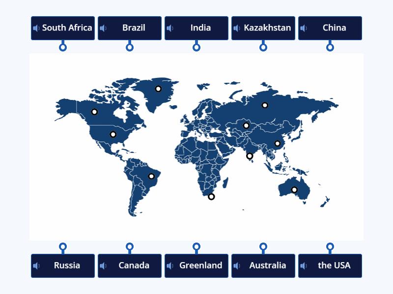 Countries: World Map - Labelled diagram