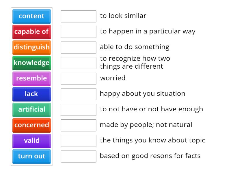 Unit1 lesson 1 vocabulary - Match up