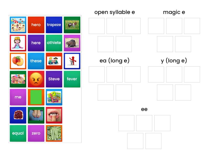 Long e spelling patterns - Group sort