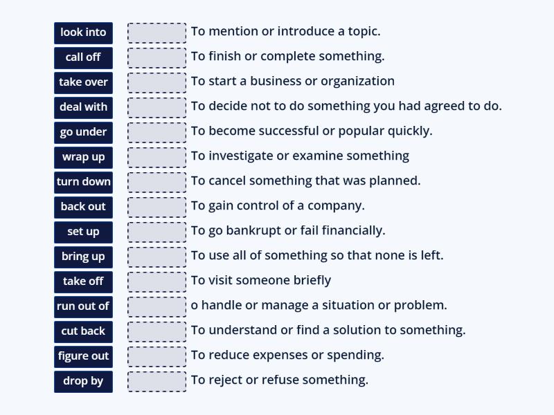 Business English Phrasal Verbs - Match Up