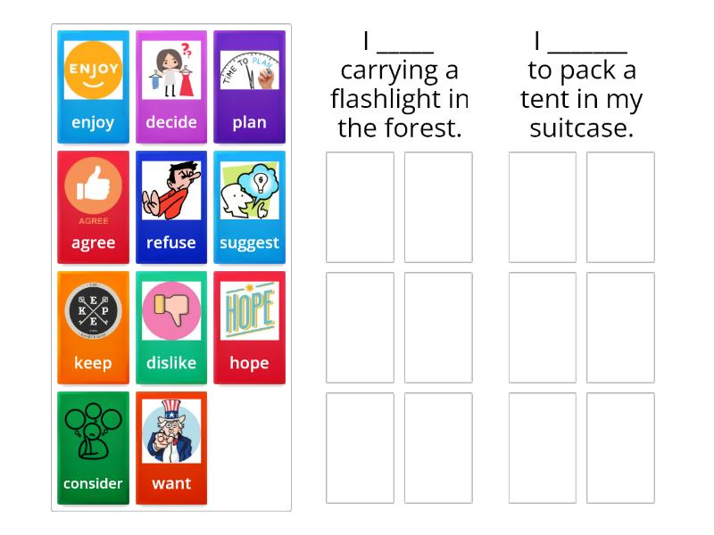 'Verb+ ing' or 'Verb+infinitive with to' - Group sort