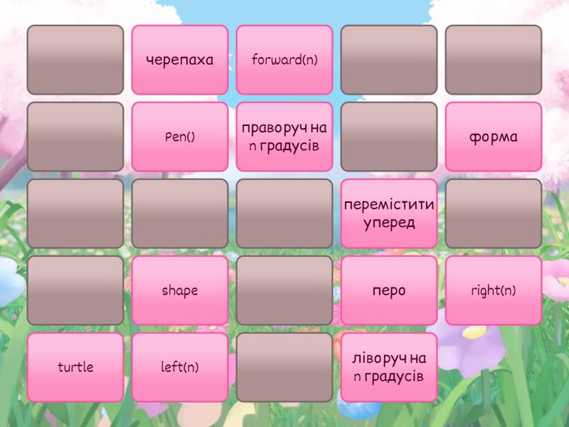 Черепашкова графіка в мові Python - Відповідні пари