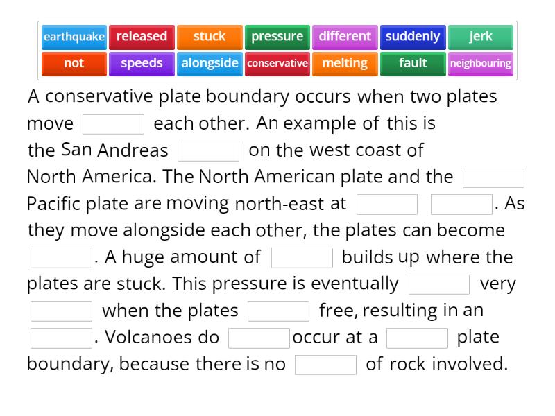 Conservative plate boundaries Complete the sentence