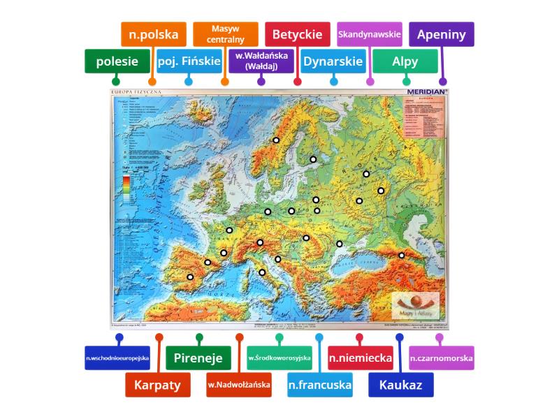 Mapa Fizyczna Europy Gorynizinywyzynypojezierze Labelled Diagram 9827