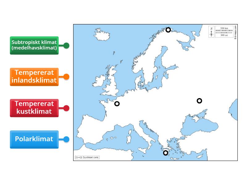 Europas klimat - Labelled diagram