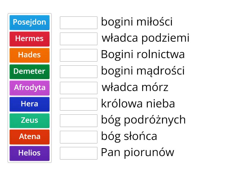 Bogowie Greccy Klasa 5 - Połącz W Pary