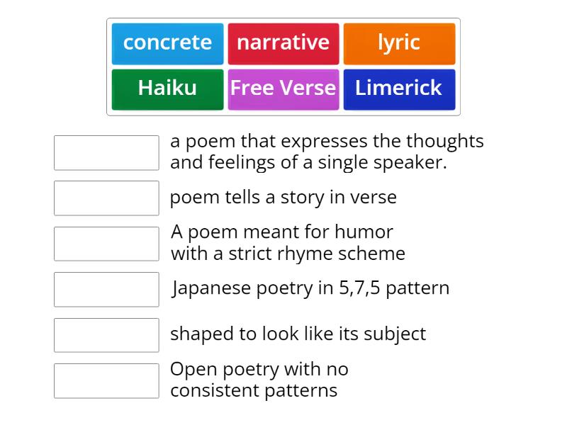 Types of Poems - Match up