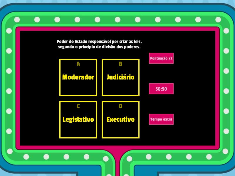 Política Brasileira E Divisão Dos Três Poderes - Gameshow Quiz