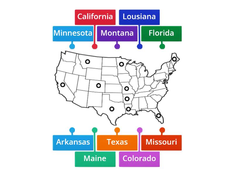 10 States Of America - Labelled Diagram