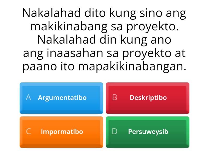 EBALWASYON (KONSEPTONG PAPEL) - Cuestionario