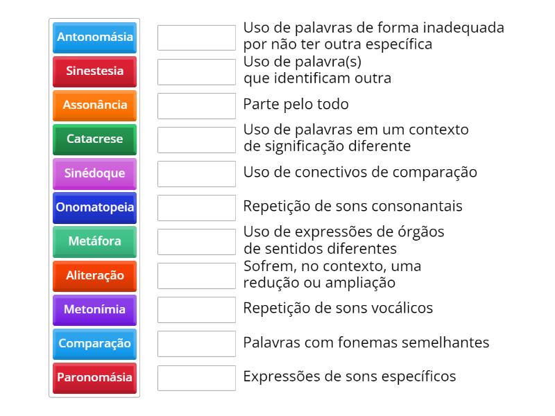 Figuras de Linguagem (sonoras e de palavras) - Match up