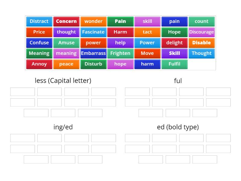 ADJECTIVE SUFFIXES - Group sort