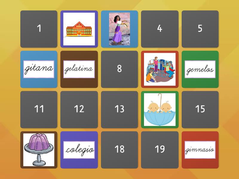 SÍLABAS GE GI - Matching pairs