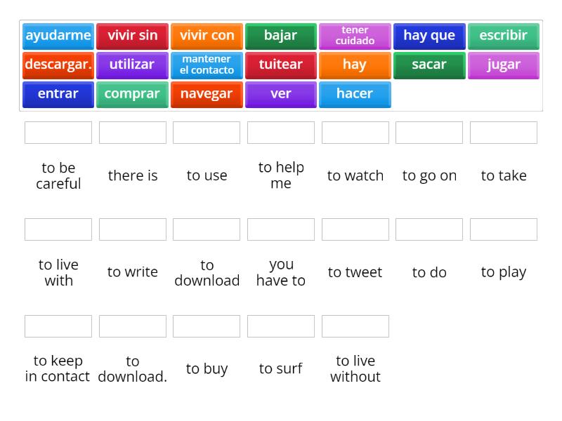 N5 Spanish Technology Verbs - Match up