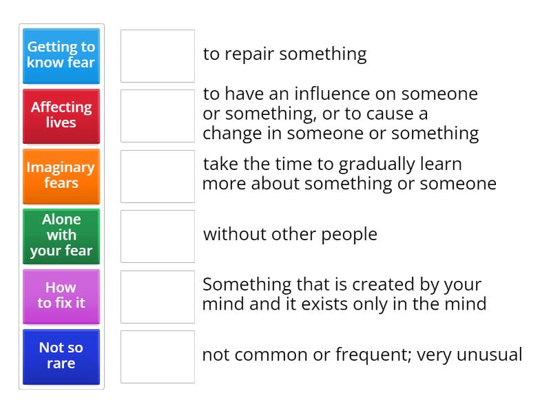 Match the meaning with the highlighted word - Match up