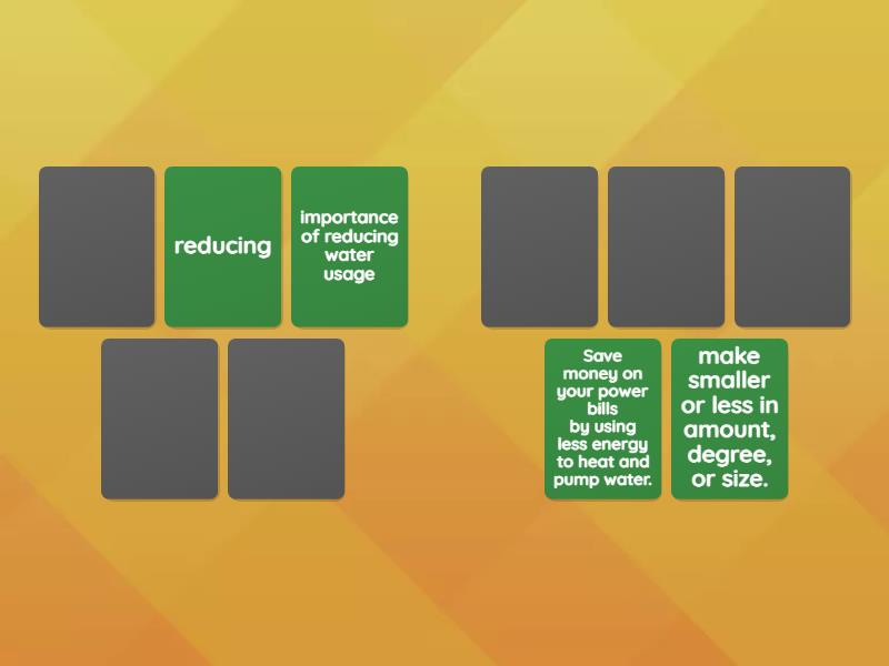 Reducing water usage matching pairs