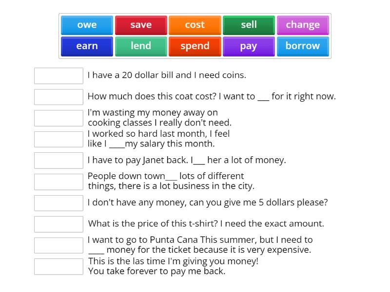 money-verbs-match-up