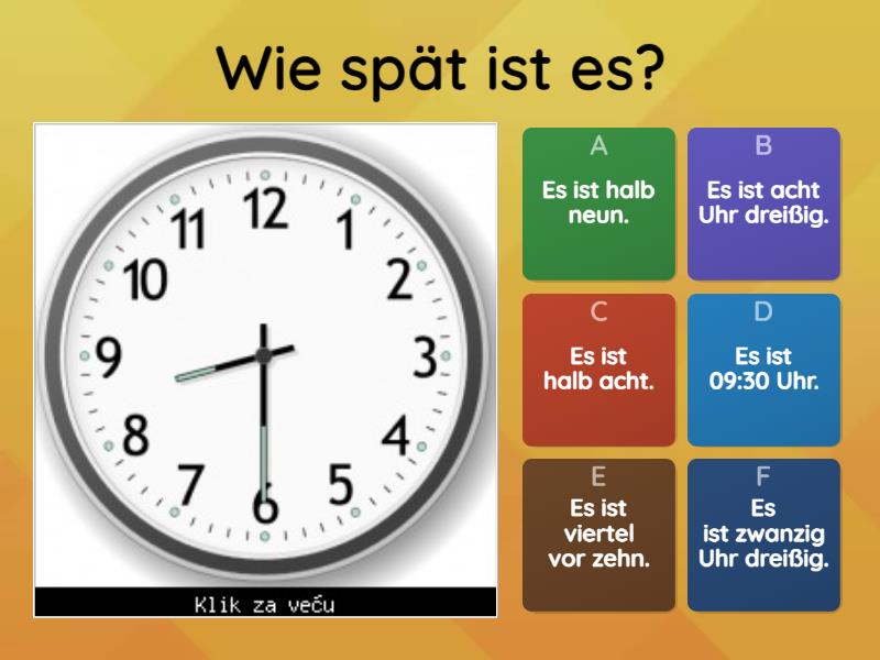 Uhrzeit in Worten - Quiz