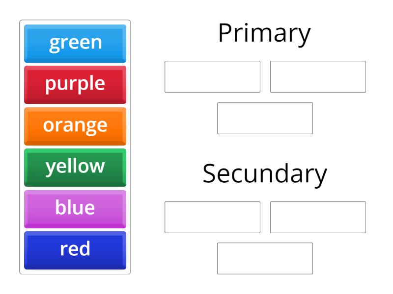 Primary and secondary colors - Group sort