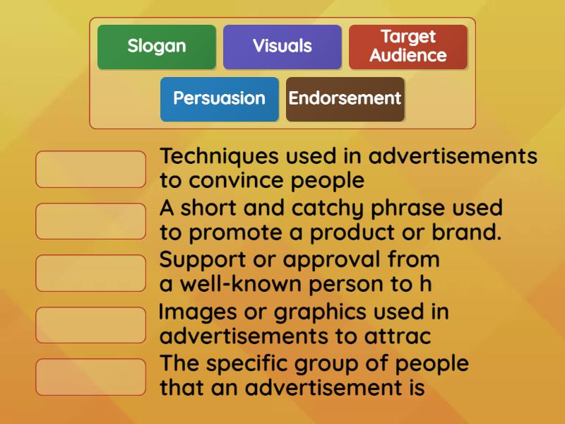 Match the advertisement terms. - Match up