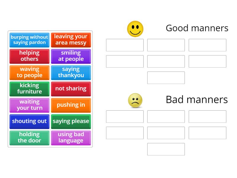 Kids. Level 4. Unit 8.5 Good manners & bad manners - Group sort