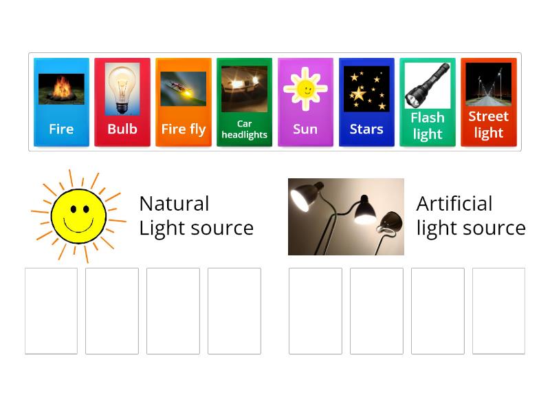 write the difference between natural and artificial source of light