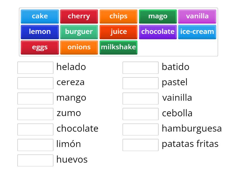 UNIT 6. FOOD - Match up