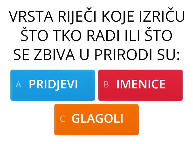 GLAGOLI, GLAGOLSKA VREMENA - KVIZ - Quiz