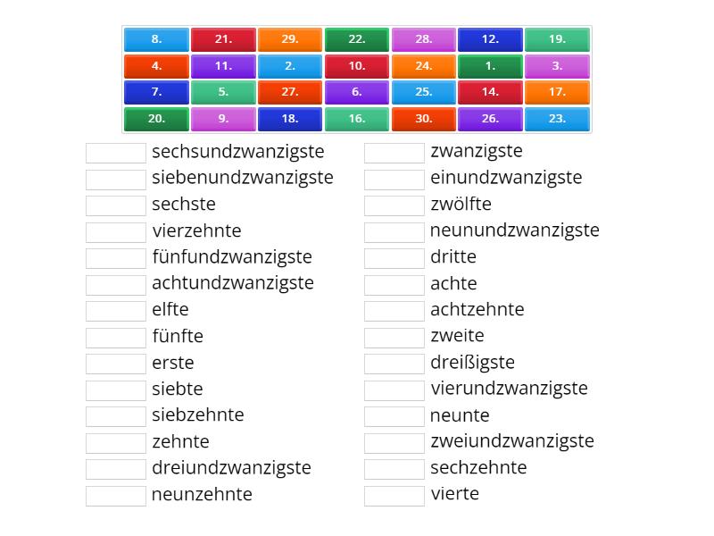  Ordinalzahlen - Match up 