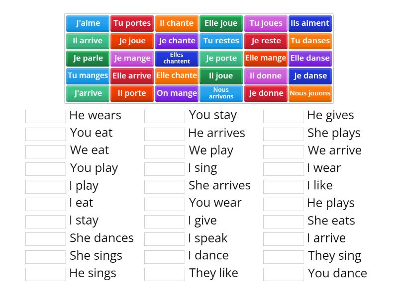 Present Tense regular ER verbs - Une las parejas