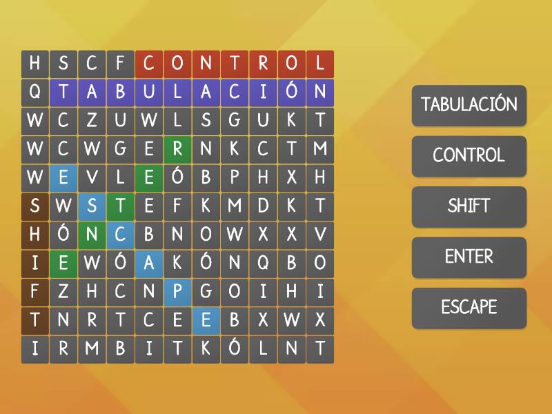 PARTES DEL TECLADO - Wordsearch