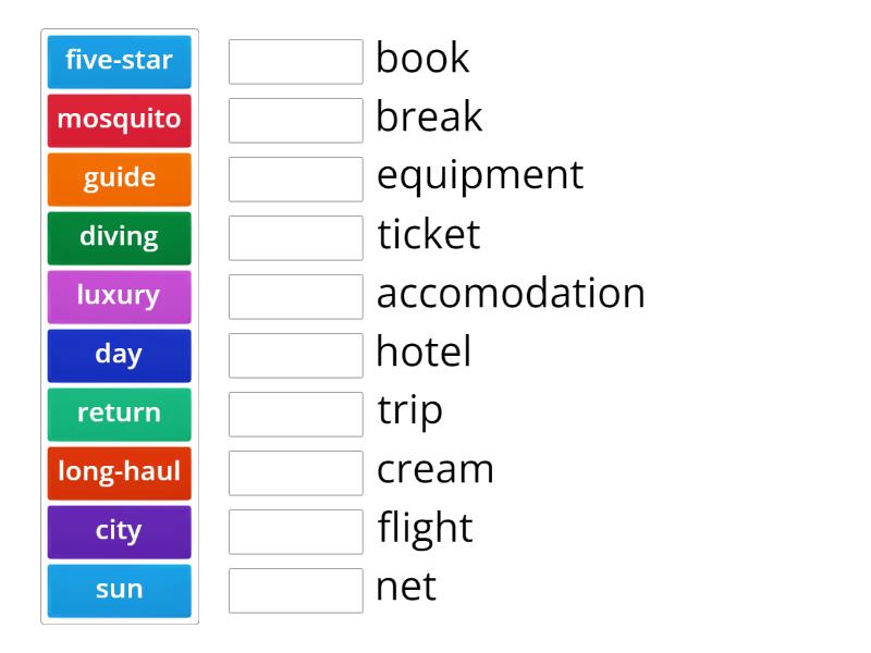 Travel: compound nouns - Match up