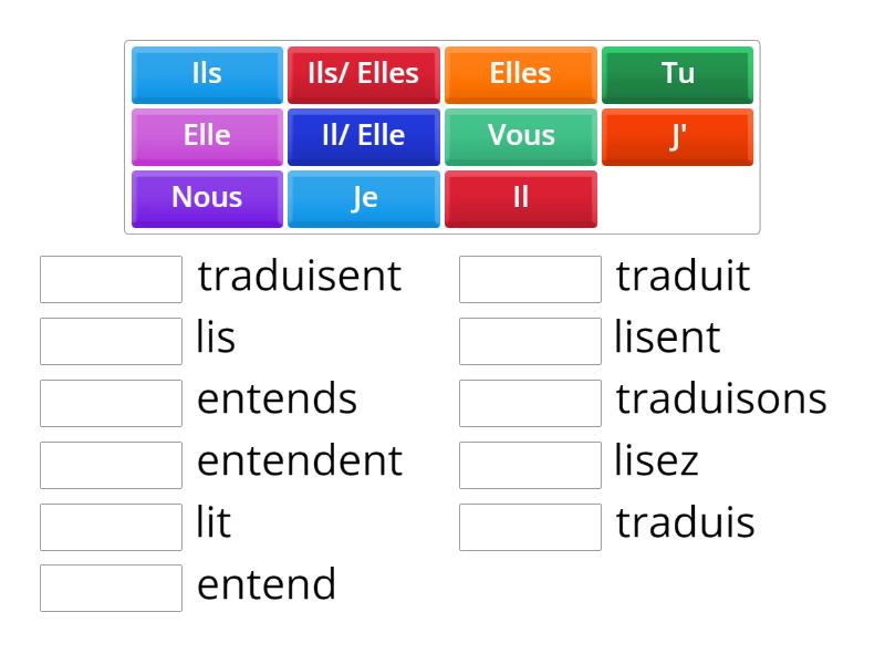 Conjugaison Verbe Lire   Entendre   Traduire - Match Up