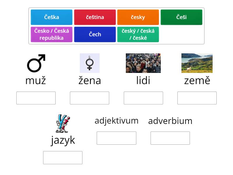 Čech, Češka, Češi, Česko, čeština, český, česky - Group sort