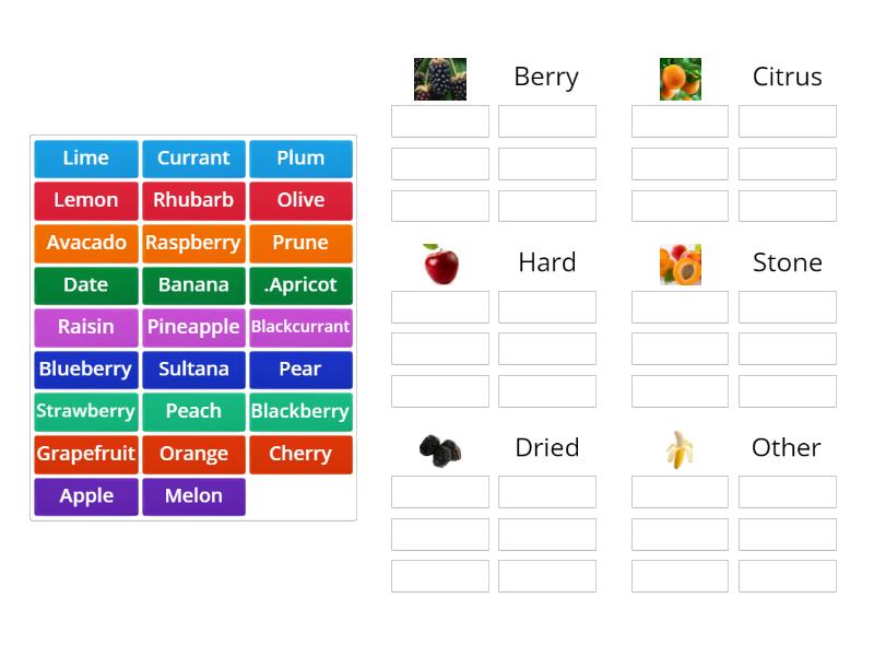 Classification of fruit 1 - Group sort