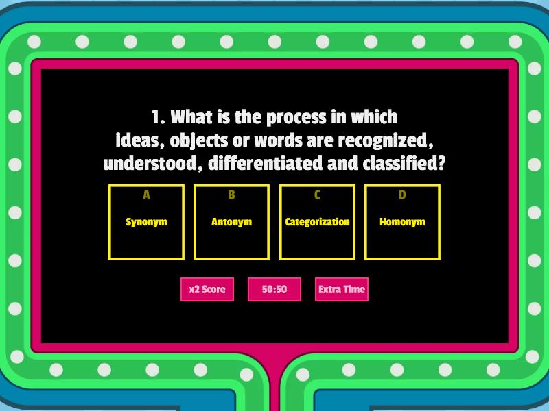 Semantic Classification of words - Gameshow quiz