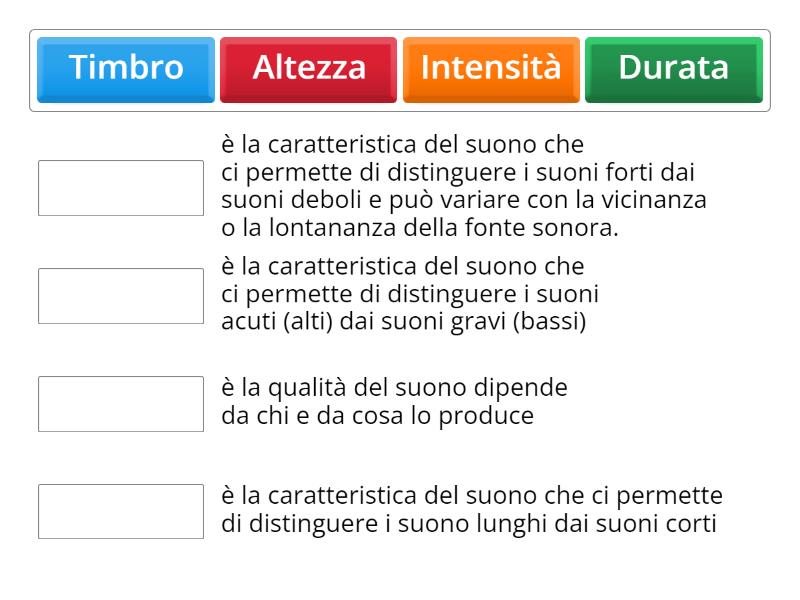 Le caratteristiche del suono - Match up
