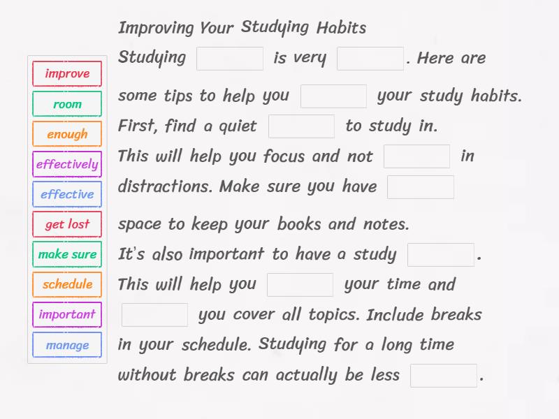 7. Improving Your Studying Skills - Complete the sentence