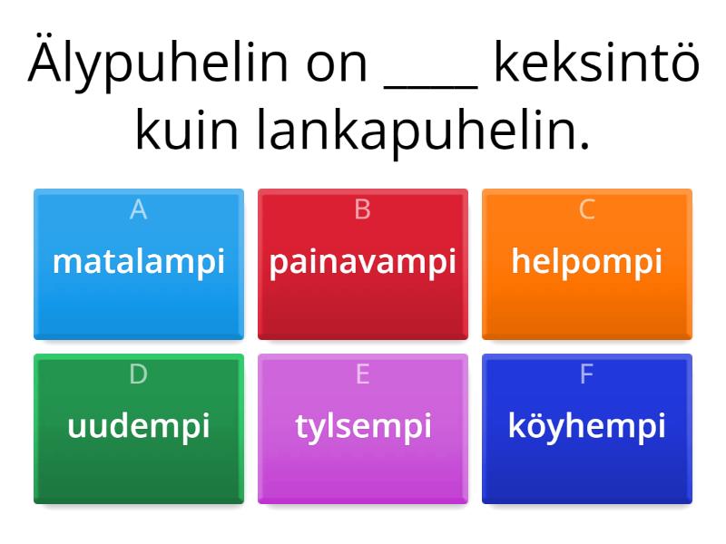 Adjektiivien Vertailumuodot - Quiz