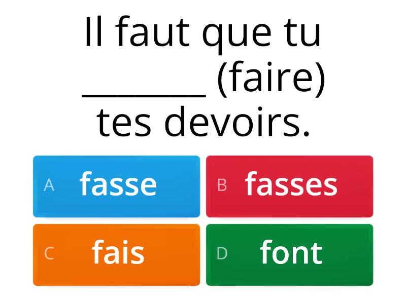 Le Subjonctif: Finir La Phrase - Quiz